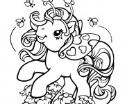 Coloriage Mon Petit Poney joue avec les abeilles