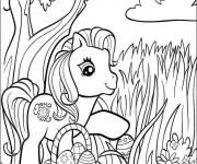 Coloriage et dessins gratuit Petit poney et Oeuf de Pâques à imprimer
