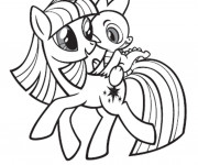 Coloriage Twilight Sparkle avec Spike dessin gratuit à imprimer