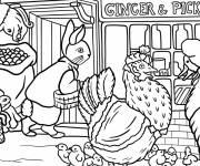 Coloriage Canard Jemima Peter Rabbit et JW coq
