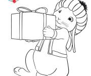 Coloriage Jeannot apporte un cadeau &agrave; Pierre Lapin