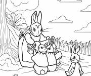 Coloriage Jos&eacute;phine Lapin prend soin de ses petits