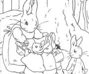 Coloriage La famille de Pierre lapin