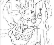 Coloriage La maman de Pierre lapin devant la maison