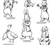 Coloriage Les personnages de Pierre lapin en anglais Peter Rabbit