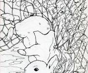 Coloriage et dessins gratuit Pierre lapin a &eacute;t&eacute; attrap&eacute; par un filet à imprimer
