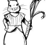 Coloriage et dessins gratuit Pierre lapin avec une racine de carotte à imprimer