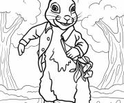 Coloriage Pierre lapin dans la foret