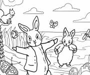 Coloriage Pierre Lapin dans un marais avec ses amis