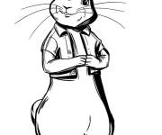 Coloriage et dessins gratuit Pierre lapin en noir et blanc à imprimer