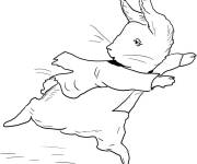 Coloriage Pierre lapin en s'&eacute;chappant