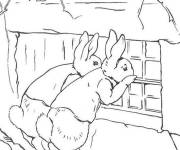Coloriage et dessins gratuit Pierre lapin et son ami sc&egrave;ne du film à imprimer