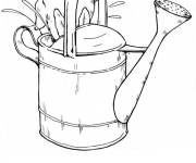 Coloriage Pierre lapin s'est cach&eacute; dans un arrosoir