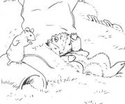 Coloriage Pierre lapin se cache devant la souris