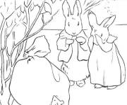 Coloriage Sc&egrave;ne de dessin anim&eacute; Pierre lapin