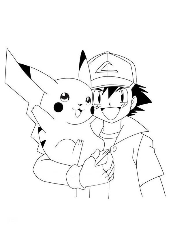 Coloriage Pikachu Et Sacha à Télécharger