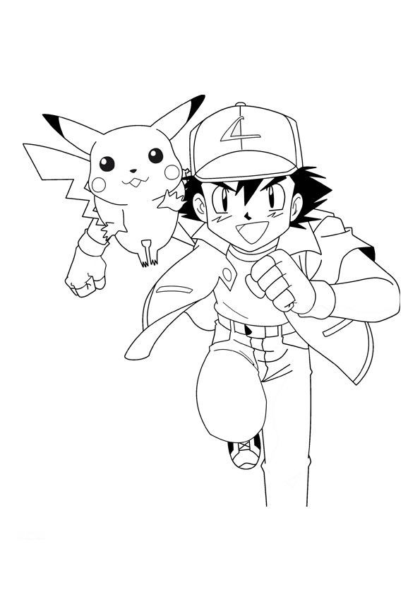 Coloriage Pikachu Et Sacha Maternelle Dessin Gratuit à Imprimer