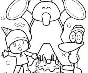 Coloriage C'est le temps de c&eacute;l&eacute;brer l'anniversaire de Pocoyo