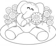 Coloriage Ellie parmi les fleurs