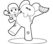 Coloriage Elly s'amuse avec le petit Pocoyo