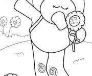Coloriage Elly sentant un tournesol
