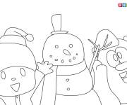Coloriage L'image de Pcoyo et le bonhomme de neige