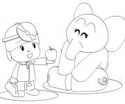 Coloriage L'ordonnance du docteur Pocoyo et une pomme