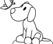 Coloriage et dessins gratuit Loula l'ami de Pocoyo avec une papillon à imprimer