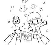 Coloriage Pato et Pocoyo dans le monde sous marin