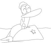 Coloriage Pato l'ami de Pocoyo sur la plage