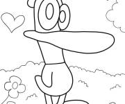 Coloriage Pato l'oiseau jaune et l'ami de Pocoyo