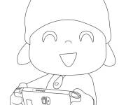 Coloriage Pocoyo aime les jeux vid&eacute;os