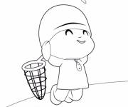 Coloriage Pocoyo attrape le papillon 
