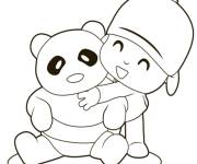 Coloriage Pocoyo avec le panda gratuit