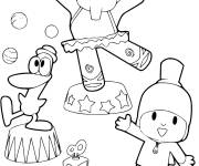 Coloriage et dessins gratuit Pocoyo avec ses amis dans le cirque à imprimer
