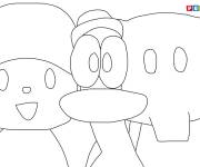 Coloriage Pocoyo avec ses amis Pato et Elly