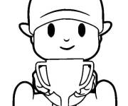 Coloriage Pocoyo avec son trophée