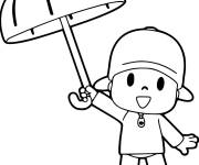 Coloriage Pocoyo avec un parapluie