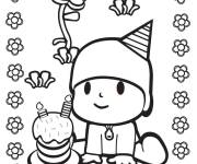 Coloriage Pocoyo c&eacute;l&egrave;bre son anniversaire