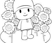 Coloriage Pocoyo dans le jardin