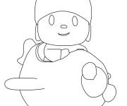 Coloriage Pocoyo dans un h&eacute;licopt&egrave;re