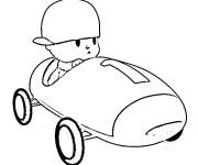 Coloriage Pocoyo dans une voiture de course