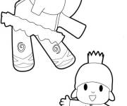 Coloriage Pocoyo et l'&eacute;l&eacute;phant Elly en dansant