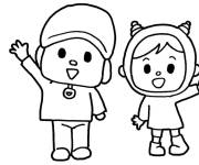 Coloriage Pocoyo et Nina te saluant