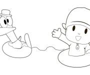 Coloriage Pocoyo et pato s'amusent dans la mer