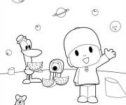 Coloriage Pocoyo et ses amis dans l'espace