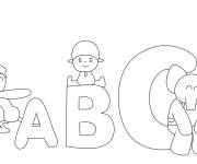 Coloriage Pocoyo et ses amis et l'alphab&egrave;te