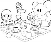 Coloriage Pocoyo et ses amis pendant le Pique-nique