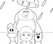 Coloriage Pocoyo et ses amis sous la pluie