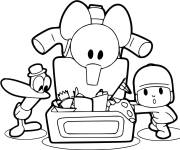 Coloriage Pocoyo et ses amis trouvent des objets magnifique